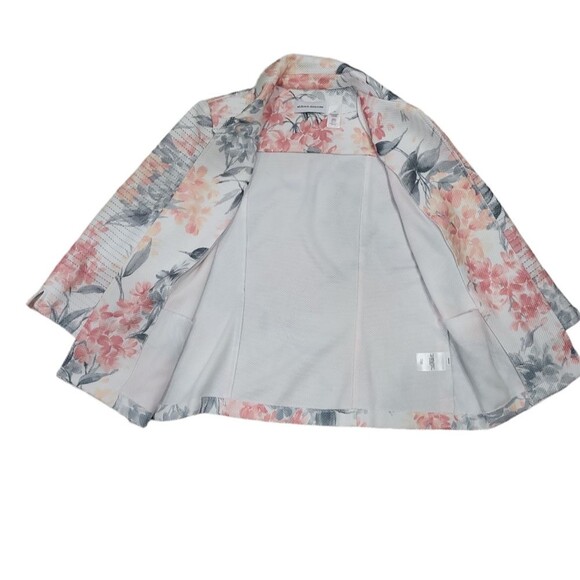 EUC Alfred Dunner Women's Jacket Peach Floral Open Padded 3/4 Sleeve 10 - Picture 4 of 9
